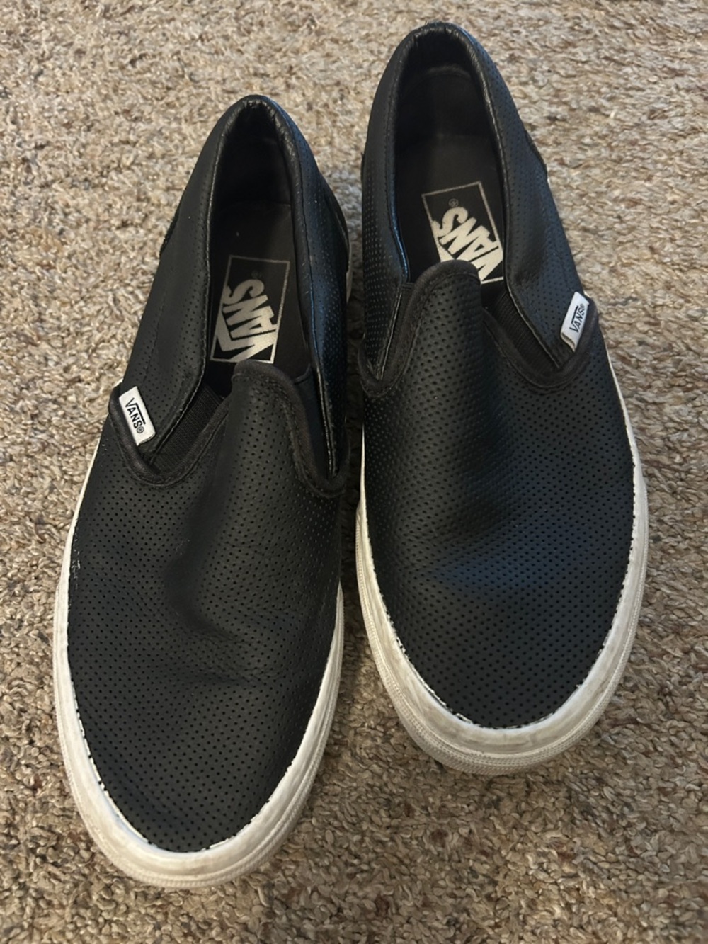 Vans Classic Slip-On in Perforated Leather Black.